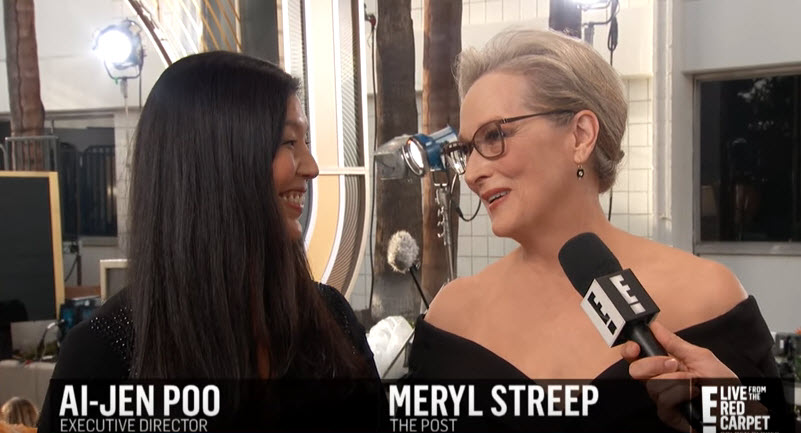 Ai-Jen Poo mit Meryl Streep bei den Golden Globes 2018
