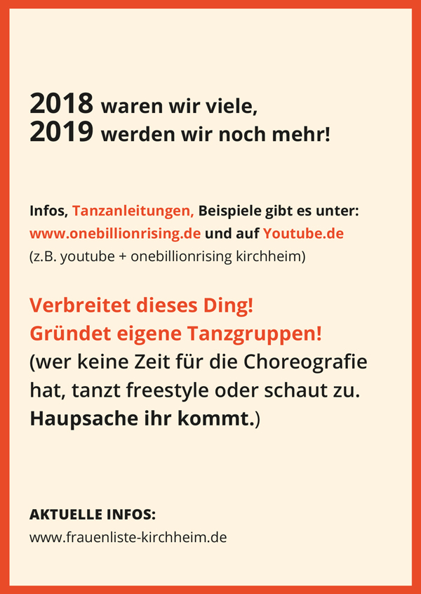 One Billion Rising 2019 Kirchheim unter Teck Flyer RS
