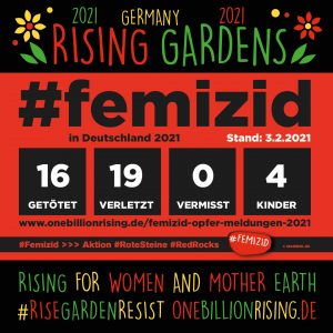 #Femizid in Deutschland - Stand 3.2.2021 - Aktion #RoteSteine #RedRocks