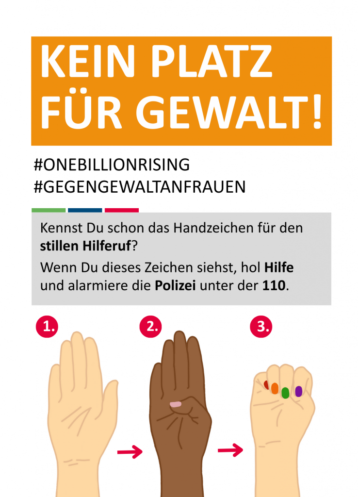 Postkarte Stiller Hilferuf - One Billion Rising - Landkreis Northeim