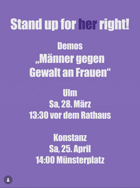 Männerdemo gegen Gewalt von Männern an Frauen — Ulm — 28.03.2023 - 13.30 Uhr - Vor dem Rathaus
