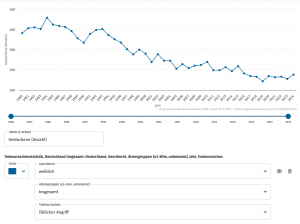 Tätlicher Angriff weibliche Opfer 2000 -2024