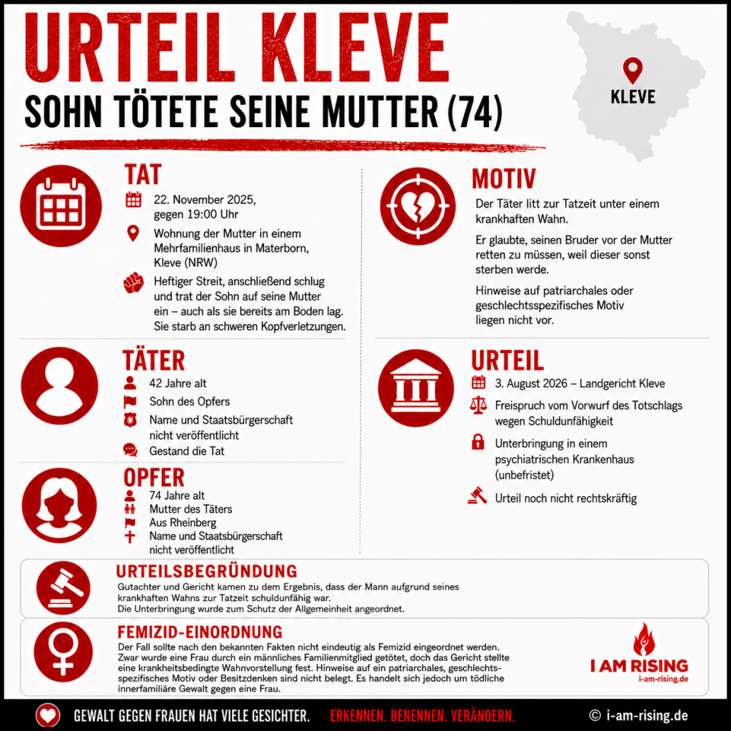 Urteil Kleve: Sohn tötet seine Mutter – Unterbringung in Psychiatrie